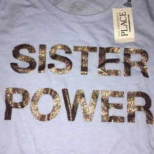 Blue with glitter’s sister shirt